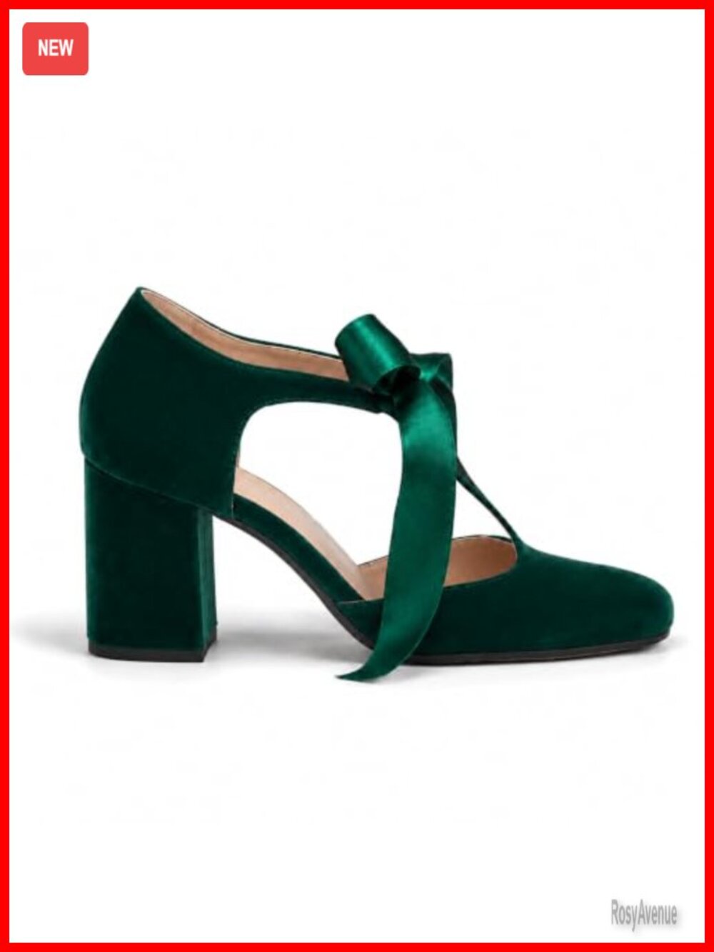 Mary Jane Block Heel Pumps Velvet Slip-On Dressy Vintage Party Shoes